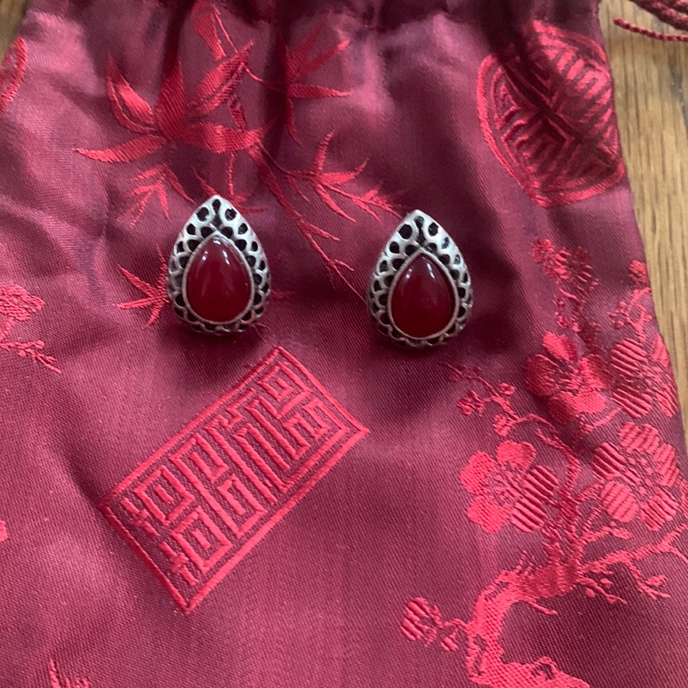 Dark Cherry Red Earrings
